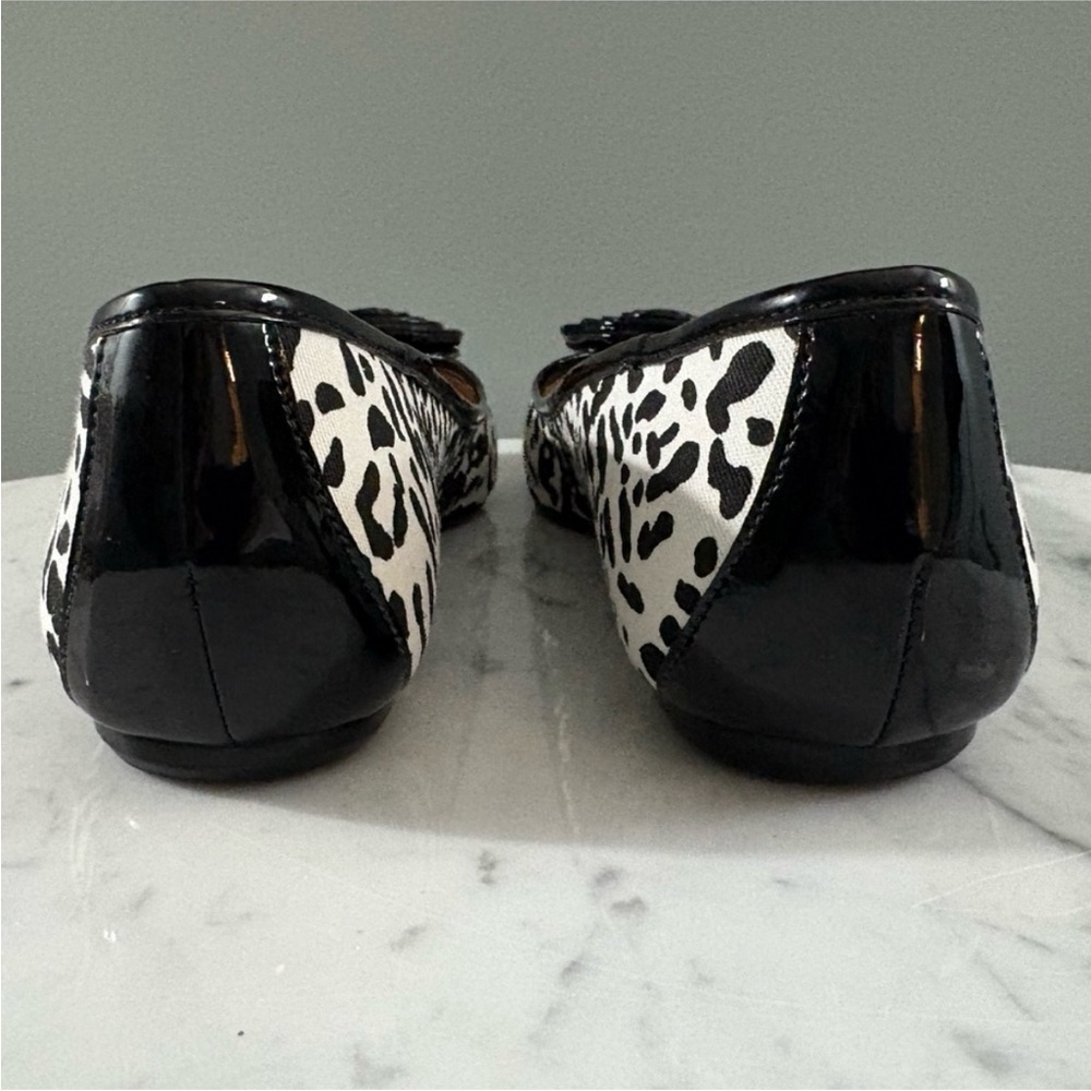 Talbots Rosette Ballet Flats 7.5B Animal Print Black White Made in Brazil - Picture 4 of 10